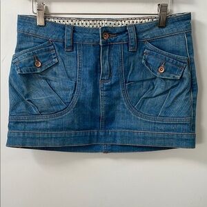 Golf Punk mini Denim Jean Skirt Blue Faded Pockets 6